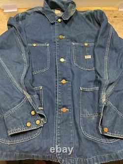 Super Rare Lee 91-J lot vintage sanforized union made denim chore jacket 1960
