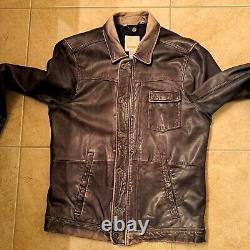 Super Rare! Men's DIESEL Brown Vintage Washed Leather Aviator Jacket Sz S $800