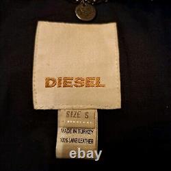 Super Rare! Men's DIESEL Brown Vintage Washed Leather Aviator Jacket Sz S $800