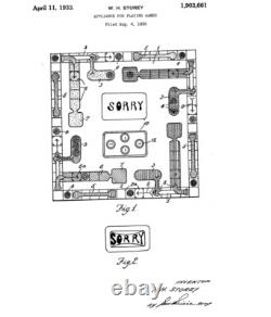 Super Rare Patent Pending 1929 Sorry Game Board 1st Edition Antique Vintage