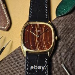 Super Rare SEIKO Quartz 7820-5000 Square Brown Sardonyx Stone Dial Watch Vintage