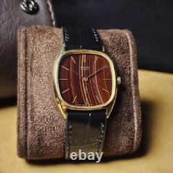 Super Rare SEIKO Quartz 7820-5000 Square Brown Sardonyx Stone Dial Watch Vintage