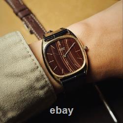Super Rare SEIKO Quartz 7820-5000 Square Brown Sardonyx Stone Dial Watch Vintage