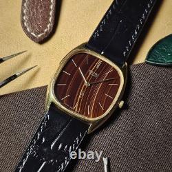 Super Rare SEIKO Quartz 7820-5000 Square Brown Sardonyx Stone Dial Watch Vintage