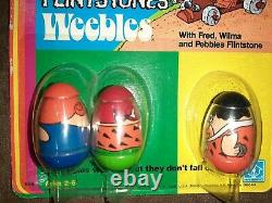 Super Rare The Flinstones Weebles 1970's On Card Romper Room Vintage Toy Awesome