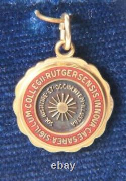 Super Rare Vintage 14k Yellow Gold Enamel Rutgers University Charm / Pendant