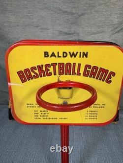 Super Rare! Vintage 1930's Baldwin Basketball Game Tin Game with Box Complete Set