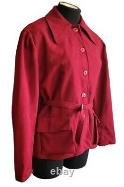 Super Rare! Vintage 1940s-50s Cranberry Wool WESTERN RODEO Jacket Coat XS M