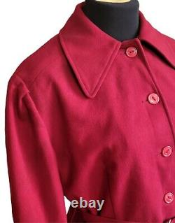 Super Rare! Vintage 1940s-50s Cranberry Wool WESTERN RODEO Jacket Coat XS M