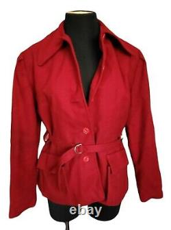 Super Rare! Vintage 1940s-50s Cranberry Wool WESTERN RODEO Jacket Coat XS M