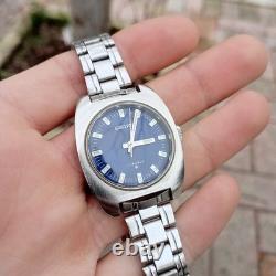 Super Rare Vintage 1960 Seiko Blue Dial 66b 6000 Movement 17 jewels Mens watch