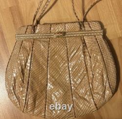 Super Rare Vintage 1970's/1980's Judith Leiber Tan Snakeskin Shoulder Bag EUC