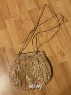 Super Rare Vintage 1970's/1980's Judith Leiber Tan Snakeskin Shoulder Bag EUC