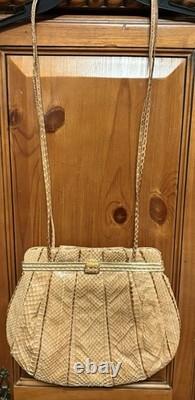 Super Rare Vintage 1970's/1980's Judith Leiber Tan Snakeskin Shoulder Bag EUC