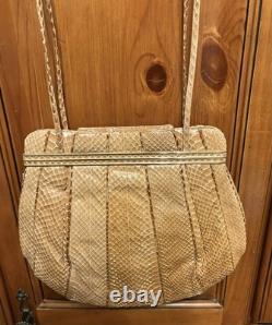 Super Rare Vintage 1970's/1980's Judith Leiber Tan Snakeskin Shoulder Bag EUC