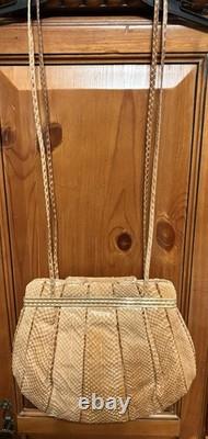 Super Rare Vintage 1970's/1980's Judith Leiber Tan Snakeskin Shoulder Bag EUC