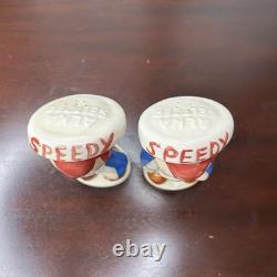 Super Rare Vintage 1970s SPEEDY Alka Seltzer Salt Pepper Shakers Ceramic