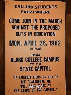 Super Rare Vintage 1982 Student Protest Poster Clark College Atlanta Georgia