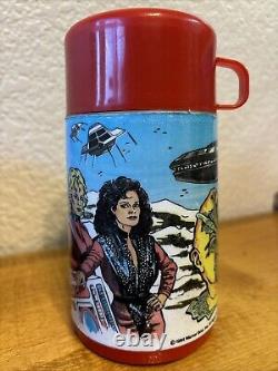 Super Rare Vintage 1984 Aladdin V Visitors Metal Lunchbox withThermos Red Alien