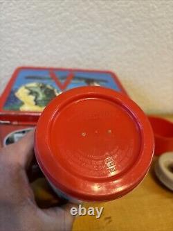 Super Rare Vintage 1984 Aladdin V Visitors Metal Lunchbox withThermos Red Alien