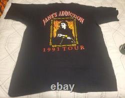 Super Rare Vintage 1991 Jane's Addiction Tour Boot Rap T-shirt Mens Size XL