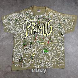 Super Rare Vintage 1992 AOP Primus Map T Shirt Single Stitch Size XL GRAIL