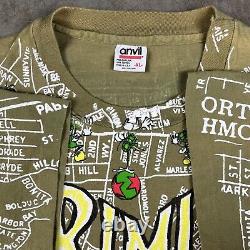 Super Rare Vintage 1992 AOP Primus Map T Shirt Single Stitch Size XL GRAIL