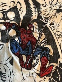 Super Rare Vintage 1993 Spider-Man All Over Embroidered Shirt Marvel Comics