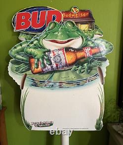 Super Rare Vintage 1995 Original Add Budweiser Beer Frog Motion Sign Works