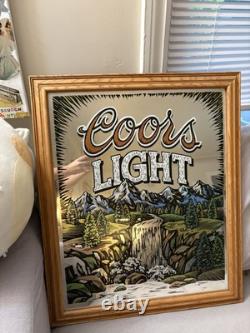 Super Rare Vintage 25 X 21 Coors Sign Light Beer Mirror Waterfall 1997
