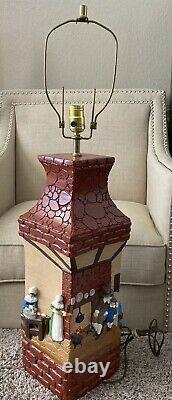 Super Rare Vintage 34 Pilgrim Settler Lamp 4 Sided Painted, Detailed Table Lamp