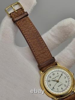 Super Rare Vintage 35mm Halston Men's Gold Tone Quartz Watch Japan Movement