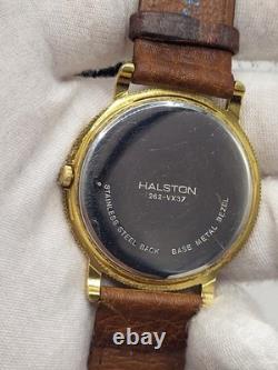 Super Rare Vintage 35mm Halston Men's Gold Tone Quartz Watch Japan Movement