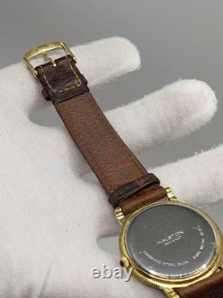Super Rare Vintage 35mm Halston Men's Gold Tone Quartz Watch Japan Movement