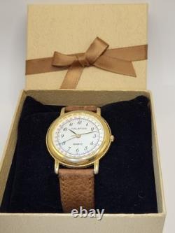 Super Rare Vintage 35mm Halston Men's Gold Tone Quartz Watch Japan Movement