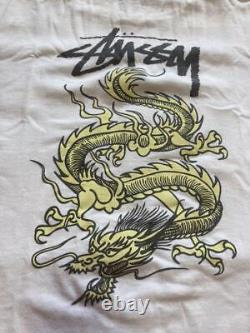 Super Rare Vintage 80s Old Stussy First Generation Dragon White T-shirt