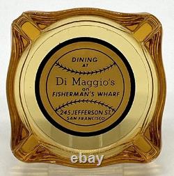 Super Rare Vintage Amber Glass Joe Di Maggio's Ashtray Free Shipping