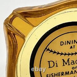 Super Rare Vintage Amber Glass Joe Di Maggio's Ashtray Free Shipping