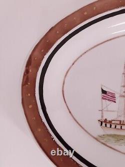 Super Rare Vintage/Antique Chinese Export Porcelain Platter The Ships 14 1/4