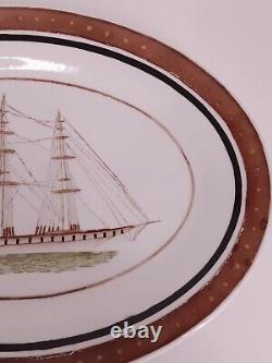 Super Rare Vintage/Antique Chinese Export Porcelain Platter The Ships 14 1/4