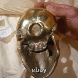 Super Rare Vintage Brass Skull Ornament Sculpture Antique From import Japan F/S