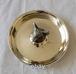 Super Rare Vintage Cartier Sterling Silver and Pewter Figural Fox Head Tray