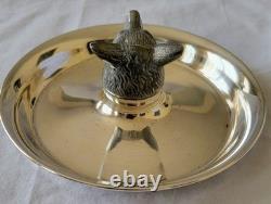 Super Rare Vintage Cartier Sterling Silver and Pewter Figural Fox Head Tray