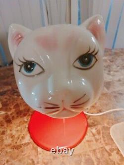 Super Rare Vintage Cat Head Ceramic Desk Lamp MID Century Modern Gooseneck Table
