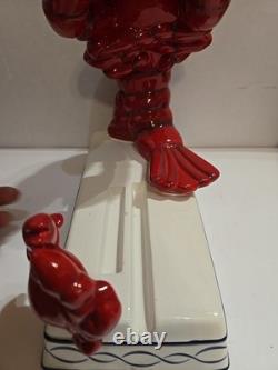 Super Rare Vintage Ceramic LOBSTER Crab Statue Dish Pottery Japan Figurine Coll