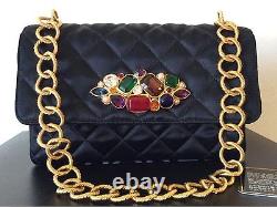 Super Rare Vintage Chanel Black Silk Gripoix Flap Bag