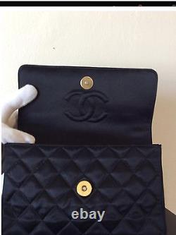 Super Rare Vintage Chanel Black Silk Gripoix Flap Bag