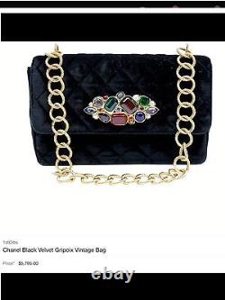 Super Rare Vintage Chanel Black Silk Gripoix Flap Bag