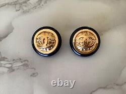 Super Rare Vintage Chanel Gold Plated CC Clip Earrings