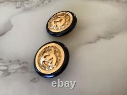 Super Rare Vintage Chanel Gold Plated CC Clip Earrings